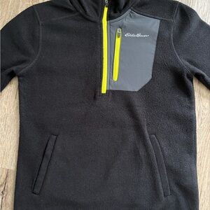 Eddie Bauer Black and Gray Fleece with Yellow Accent